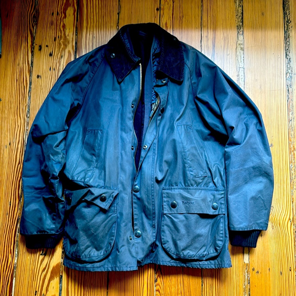 Barbour “Bedale” waxed jacket with zip in liner